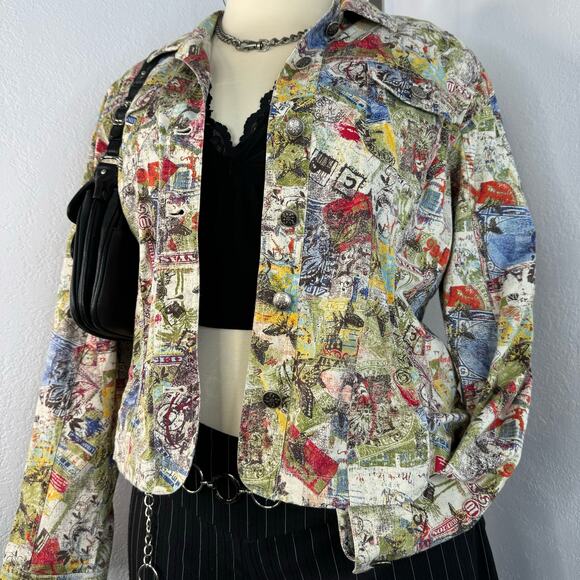Abstract All Over Graffiti Print Light-Wight Jacket Size XL - Picture 2 of 9